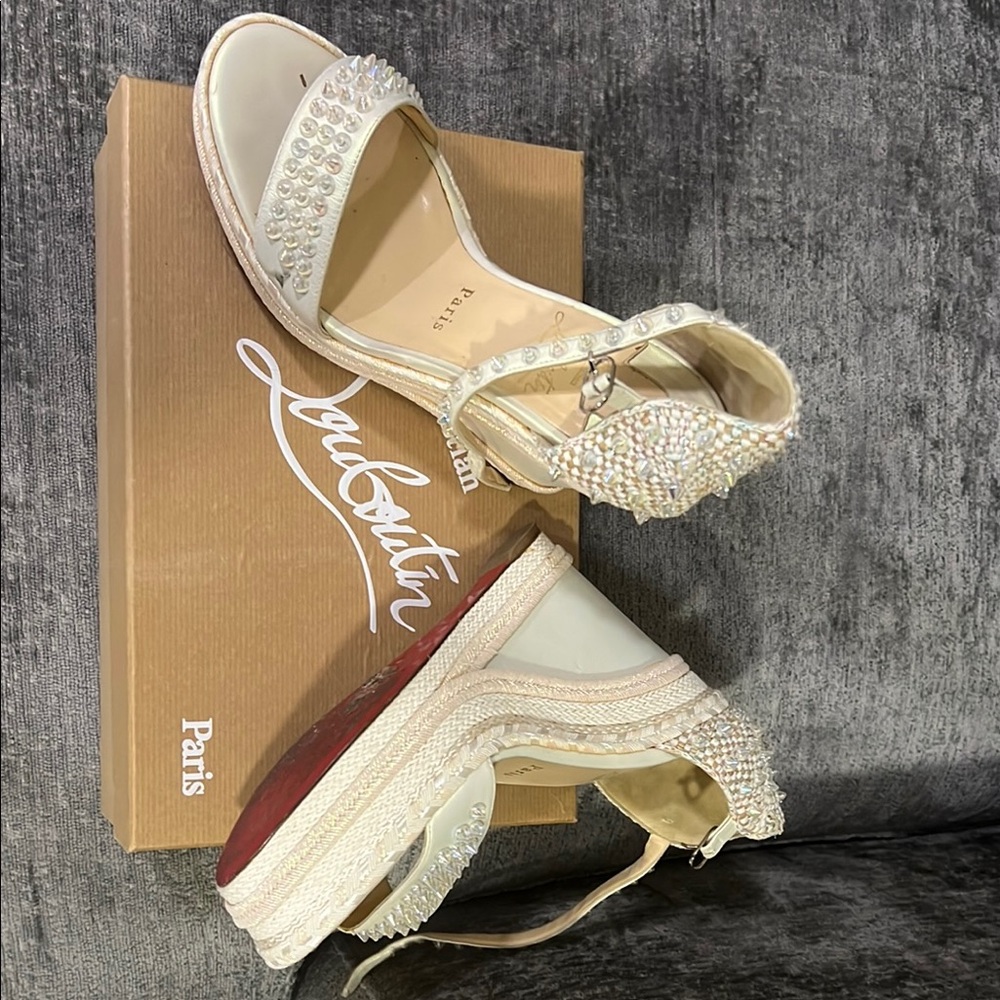 Christian Louboutin Cream Espadrilles with Luxurious Detailing